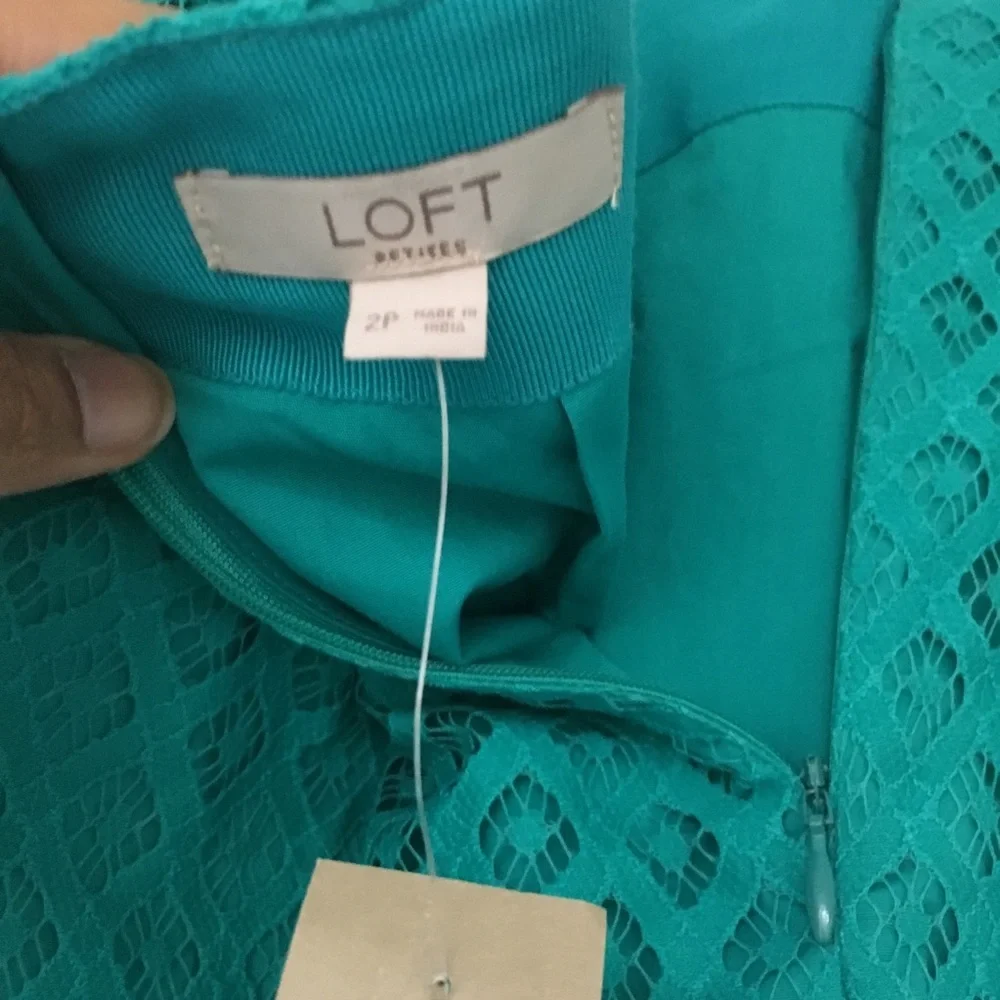 NWT Ann Taylor Loft teal lace pencil skirt 2P - Picture 6 of 6